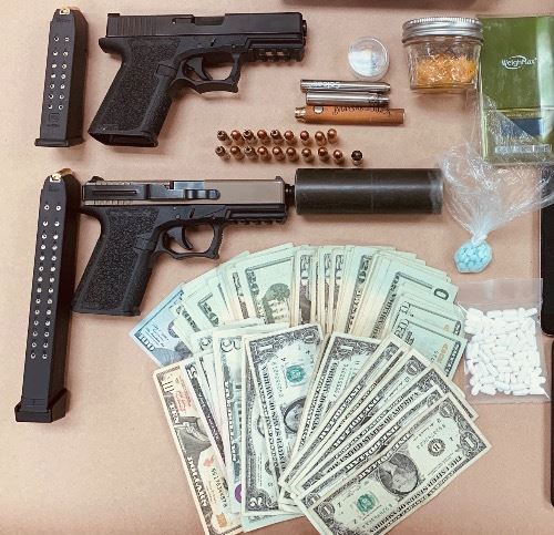 Two Handguns-Ammo-Money-Drug Paraphernalia